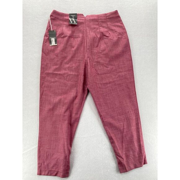 Worthington Dress Pant Women's 14 Straight Leg Crop Red Stretch Fabric High Rise - Picture 12 of 12